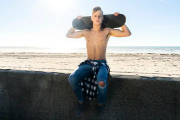 Blonde boy with a hairy cock