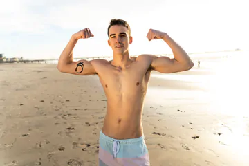 Handsome jock with a hairy dick