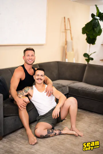 Man with a moustache getting fucked