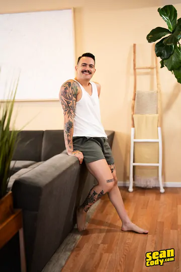 Man with a moustache getting fucked