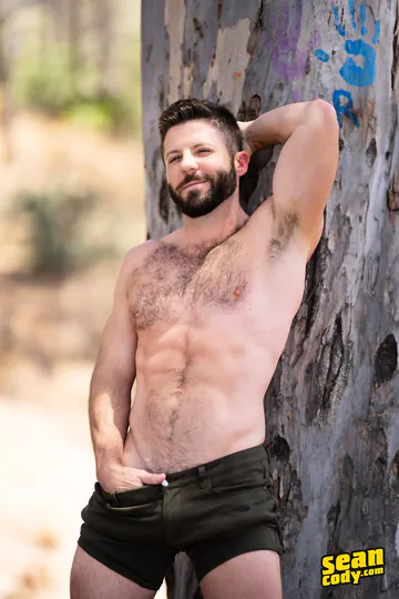 Hairy bearded guy showing his dick