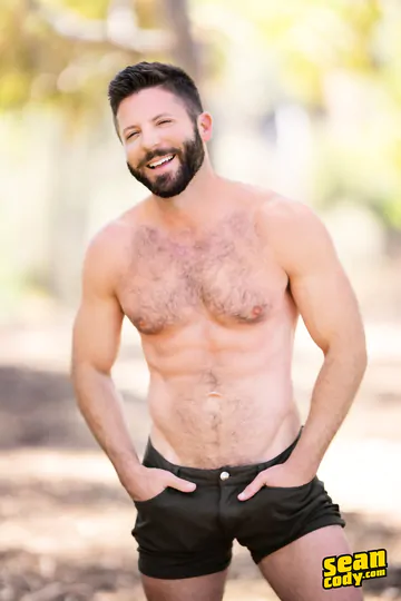 Hairy bearded guy showing his dick