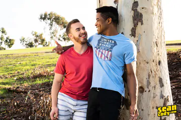 Ripped black guy fucking a stud