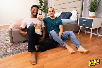 Muscular black guy fucking and cumming