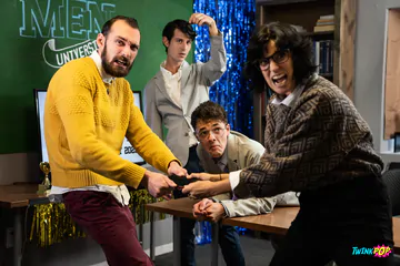 Shaved dick boy gets fucked