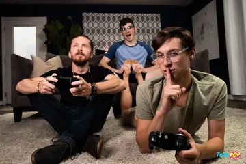 Brown haired guy getting fucked