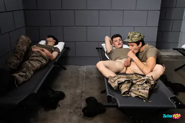 Army boys having a threesome