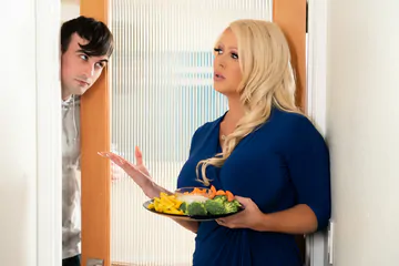 Blonde woman and two guys