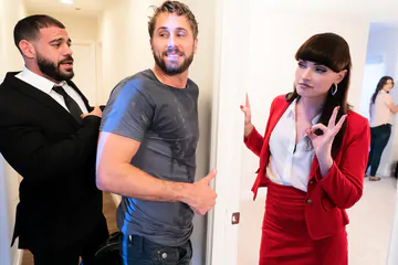 Four people making bisexual porn