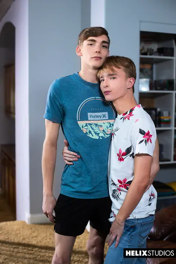 Gay twinks fucking on a sofa