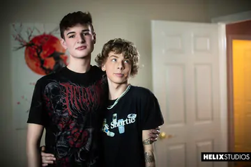 Curly haired boy gets boned