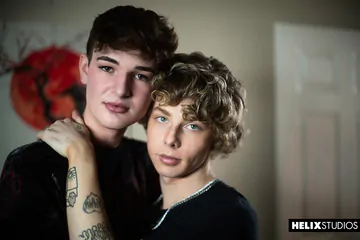 Curly haired boy gets boned