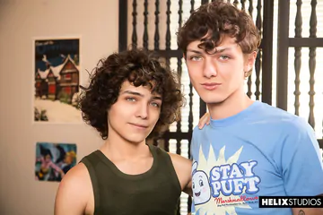 Curly boy bareback fucking