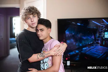 Cute curly boy gets boned