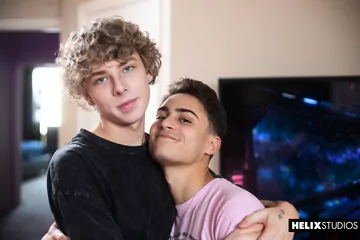 Cute curly boy gets boned