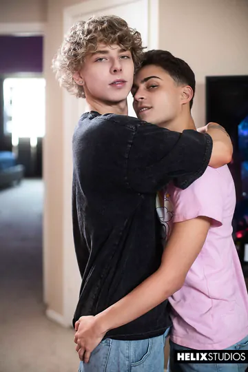 Cute curly boy gets boned