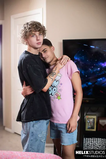 Cute curly boy gets boned