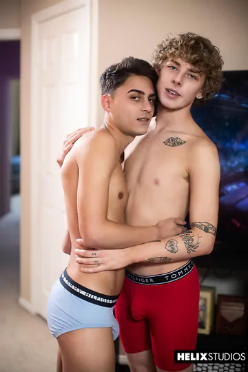 Cute curly boy gets boned