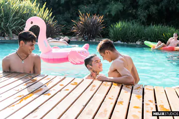 Latino boys having a threesome