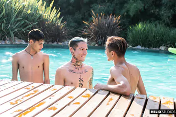 Latino boys having a threesome