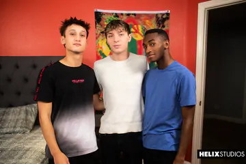 Three gay boys having sex