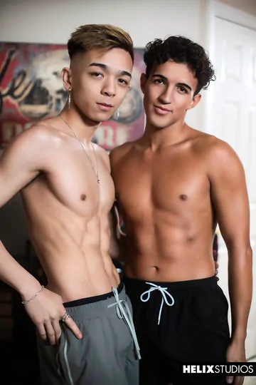 Ripped Asian boy fucking a Latino