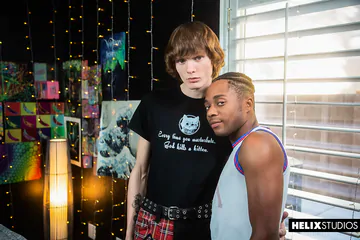 Short black boy gets big white cock