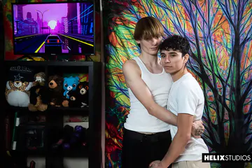 Handsome boy getting big hairy cock