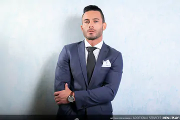 Men in suits having bareback sex