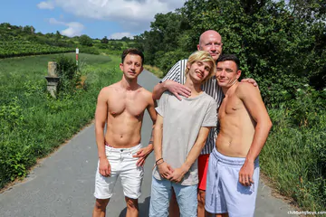 Old bald guy in a foursome