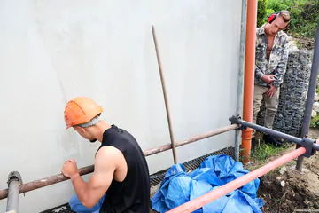 Construction guys taking a break
