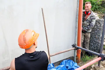 Construction guys taking a break
