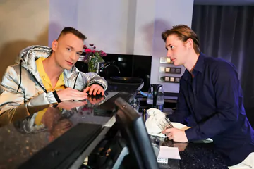Handsome guys having sex