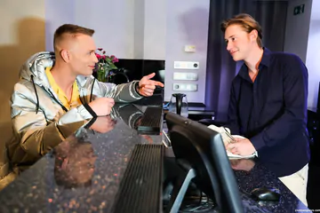 Handsome guys having sex