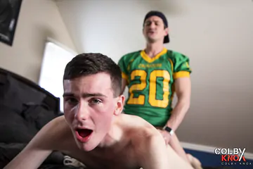 Handsome boy getting plowed