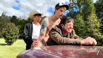 Guys on a pickup truck fucking
