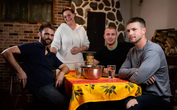 Three horny guys getting busy