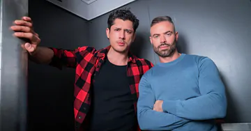 Gay men fucking in the elevator
