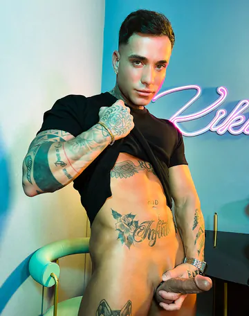 Tattooed guy with a shaved cock