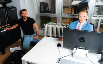 Suit guy getting big cock fucked