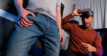 Guy with a moustache gets fucked