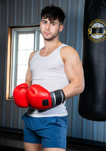 Muscular boxers having sex