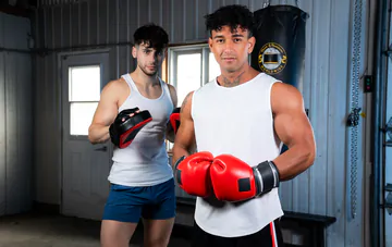 Muscular boxers having sex