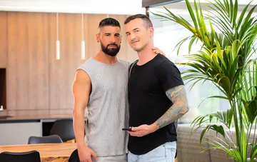 Guys in a kitchen fucking each other