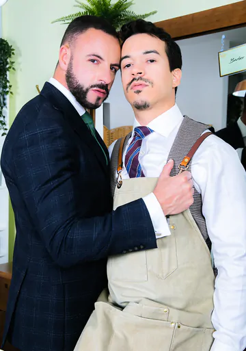 Men fucking in the barber shop