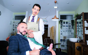 Men fucking in the barber shop