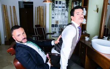 Men fucking in the barber shop