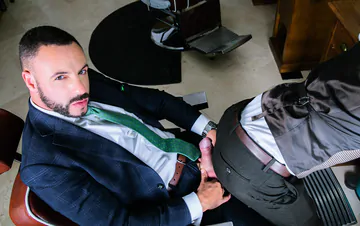 Men fucking in the barber shop