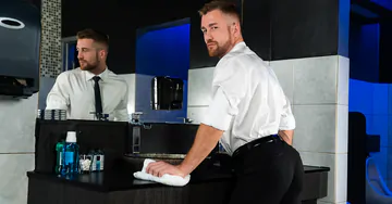Bathroom attendant getting a facial