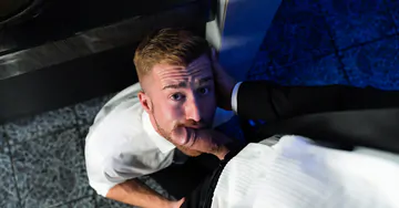 Bathroom attendant getting a facial